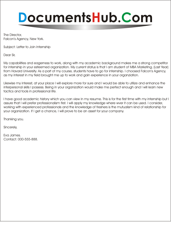 Internship Cover Letter Sample | Monster com