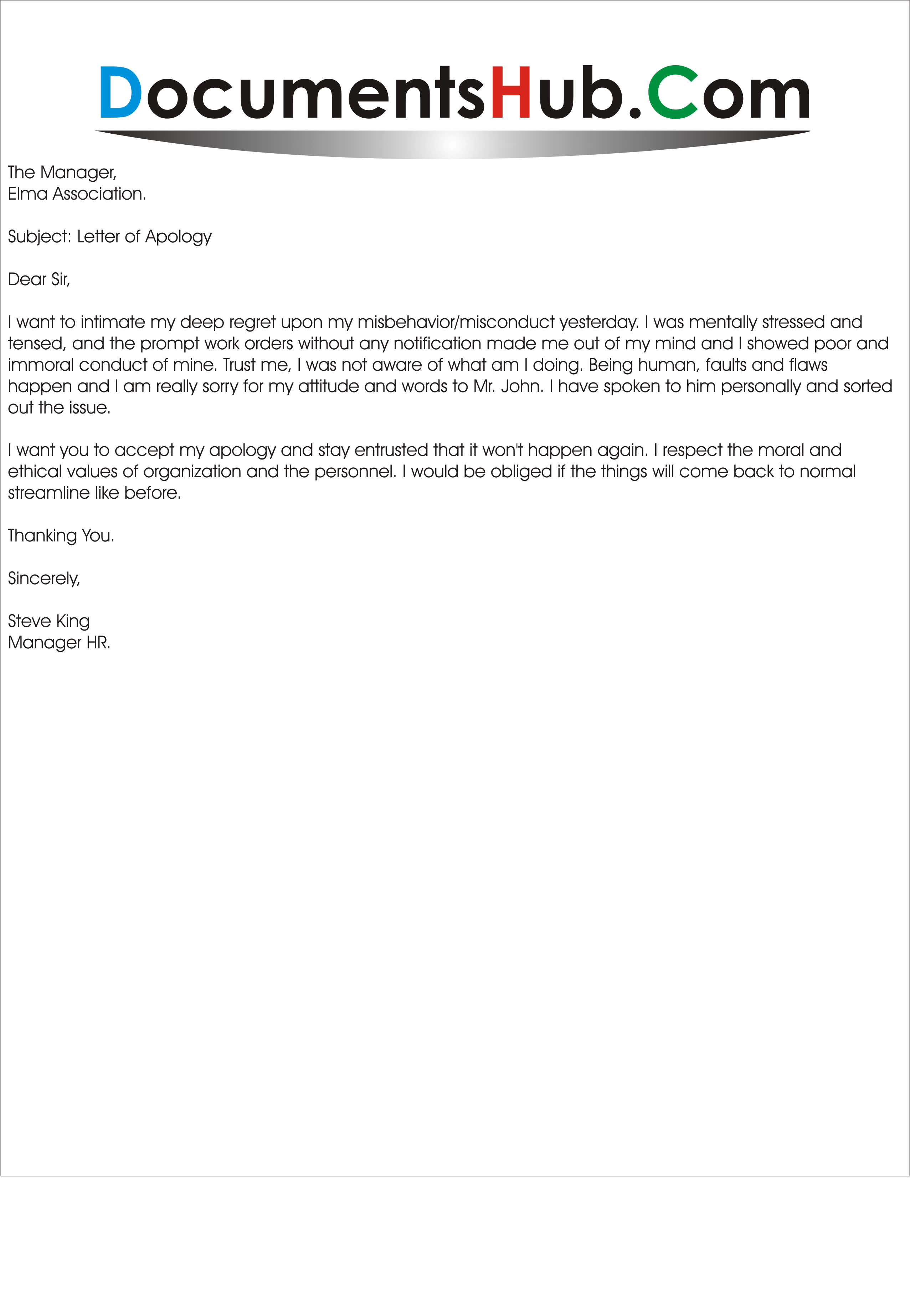 Apology Letter Absence Work Apology Letter to Employer
