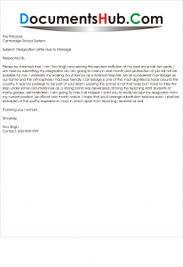Example Of Resignation Letter For Teacher from documentshub.com