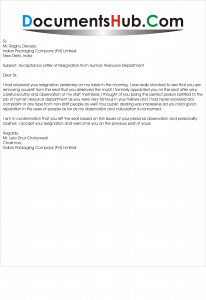 Resignation Letter To Hr from documentshub.com