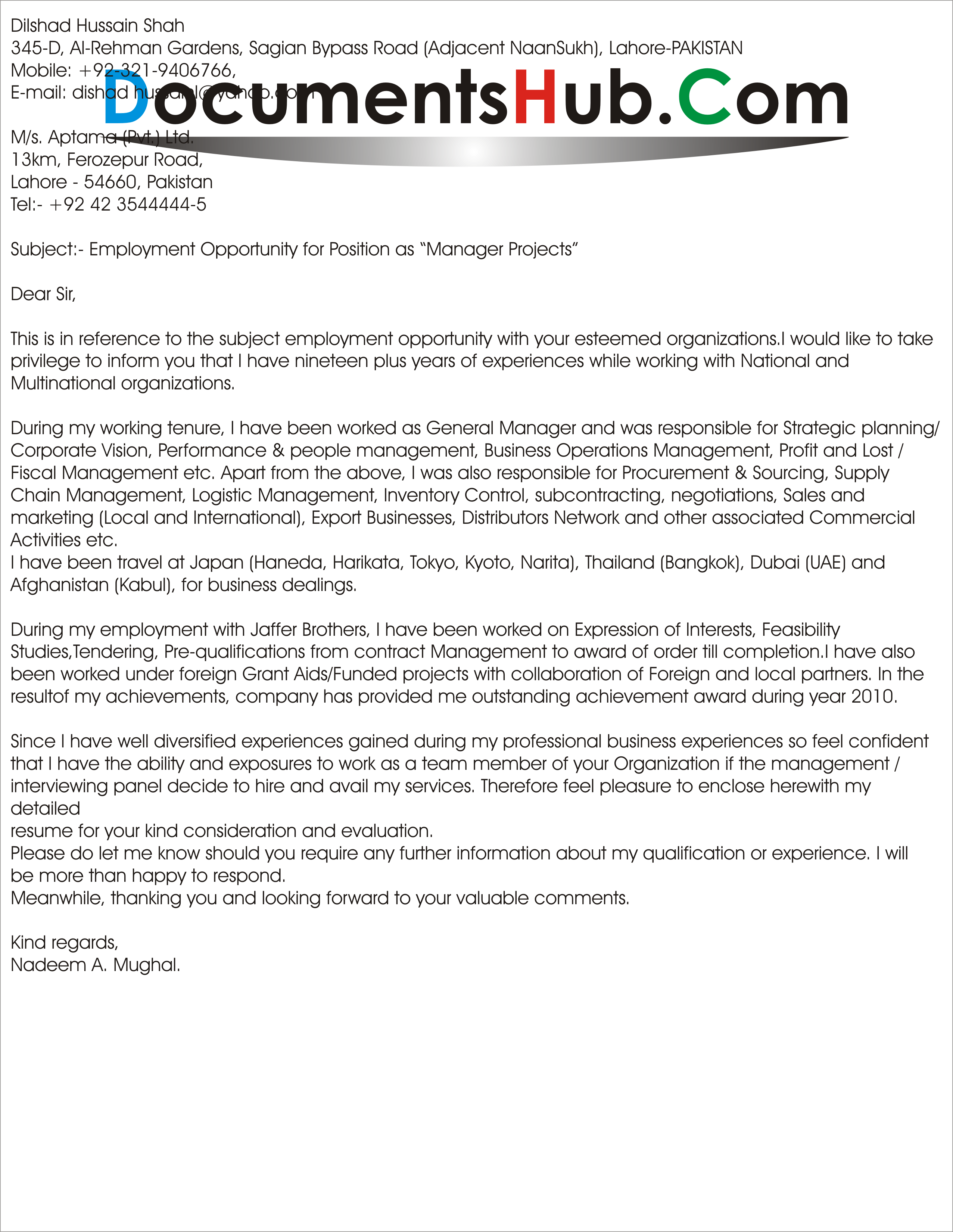 Sample Cover Letter For Project Manager Position (2553 x 3300 Pixel)