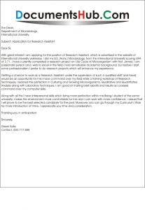 Cover Letter for Research Assistant (207 x 300 Pixel)