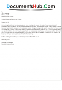 Sample Meeting Request Letter to Chairman | DocumentsHub.Com